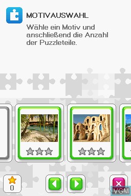 Menu screen of the game Sightseeing Puzzle - Echter Puzzlespass fuer Unterwegs on Nintendo DS