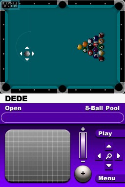 Menu screen of the game World Cup of Pool on Nintendo DS