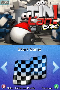 Menu screen of the game Tin Can! Escape on Nintendo DS