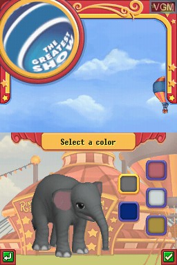 Menu screen of the game Ringling Bros. and Barnum & Bailey - It's My Circus - Elephant Friend on Nintendo DS