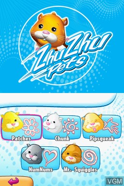 Menu screen of the game ZhuZhu Pets on Nintendo DS