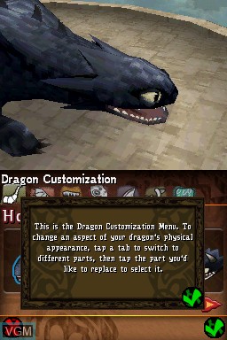 Menu screen of the game How to Train Your Dragon on Nintendo DS