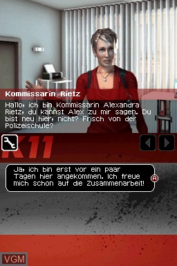Menu screen of the game K11 - Kommissare im Einsatz on Nintendo DS