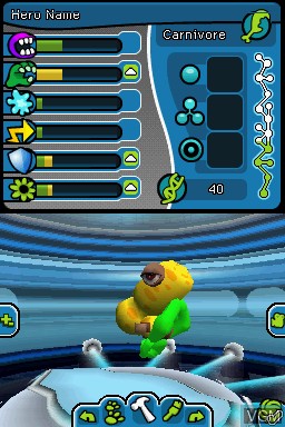 Menu screen of the game Spore Hero Arena on Nintendo DS