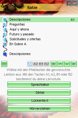 Menu screen of the game HMH Vokabeltrainer - Spanisch on Nintendo DS