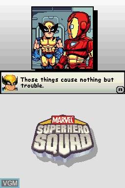 Menu screen of the game Marvel Super Hero Squad on Nintendo DS