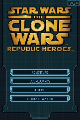 Menu screen of the game Star Wars The Clone Wars - Republic Heroes on Nintendo DS