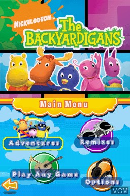 Menu screen of the game Backyardigans, The on Nintendo DS