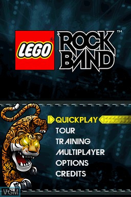 Menu screen of the game LEGO Rock Band on Nintendo DS