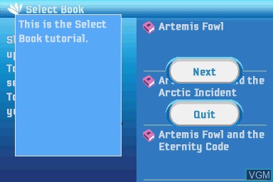 Menu screen of the game Flips 6 Book Pack - Eoin Colfer - Artemis Fowl on Nintendo DS