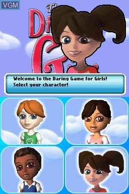 Menu screen of the game Daring Game for Girls, The on Nintendo DS