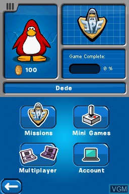 Menu screen of the game Club Penguin - Elite Penguin Force - Herbert's Revenge on Nintendo DS