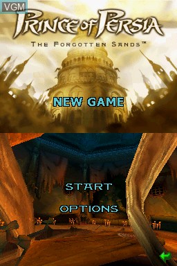 Menu screen of the game Prince of Persia - The Forgotten Sands on Nintendo DS
