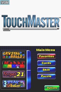 Menu screen of the game TouchMaster on Nintendo DS