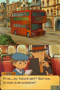 Menu screen of the game Professor Layton and the Unwound Future on Nintendo DS