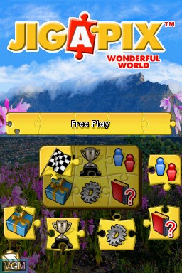 Menu screen of the game Jig-a-Pix Wonderful World on Nintendo DS
