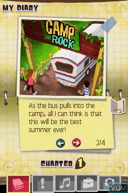 Menu screen of the game Camp Rock - The Final Jam on Nintendo DS