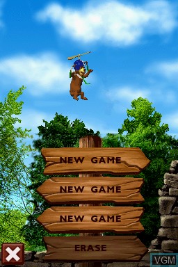Menu screen of the game Yogi Bear on Nintendo DS