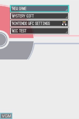 Menu screen of the game Pokemon White Version on Nintendo DS