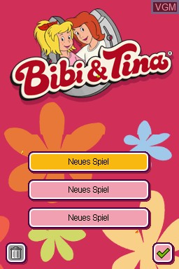 Menu screen of the game Bibi & Tina - Jump & Ride on Nintendo DS