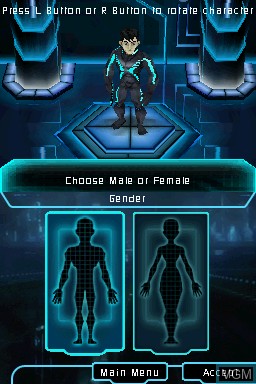 Menu screen of the game TRON - Evolution on Nintendo DS