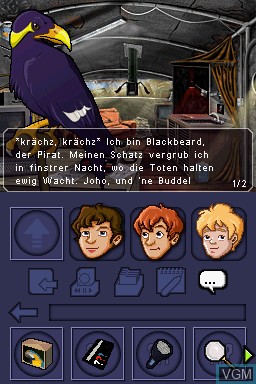 Menu screen of the game Drei Fragezeichen, Die - Das Geheimnis der Toten on Nintendo DS