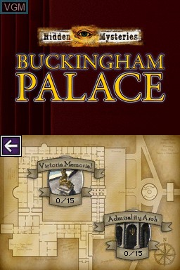 Menu screen of the game Hidden Mysteries - Buckingham Palace on Nintendo DS