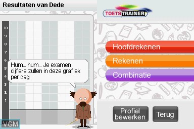 Menu screen of the game Toetstrainer - Rekenen on Nintendo DS