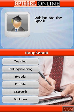 Menu screen of the game Spiegel Online - Weltreise on Nintendo DS