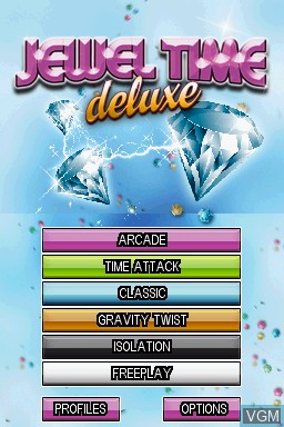 Menu screen of the game Jewel Time Deluxe on Nintendo DS