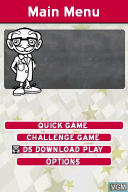 Menu screen of the game Challenge Me - Word Puzzles on Nintendo DS