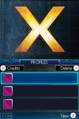Menu screen of the game X-Men - Destiny on Nintendo DS