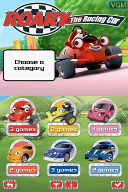 Menu screen of the game Roary the Racing Car on Nintendo DS