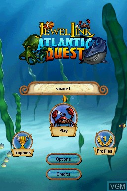 Menu screen of the game Jewel Link - Atlantic Quest on Nintendo DS