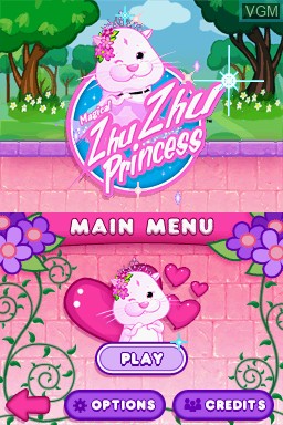 Menu screen of the game ZhuZhu Princess on Nintendo DS