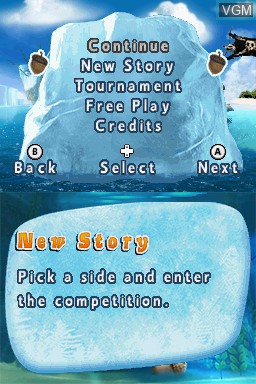 Menu screen of the game Ice Age 4 - Continental Drift - Arctic Games on Nintendo DS