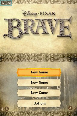 Menu screen of the game Brave on Nintendo DS