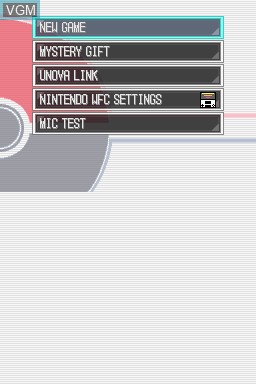 Menu screen of the game Pokemon - White Version 2 on Nintendo DS