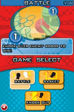 Menu screen of the game GoGo's Crazy Bones on Nintendo DS