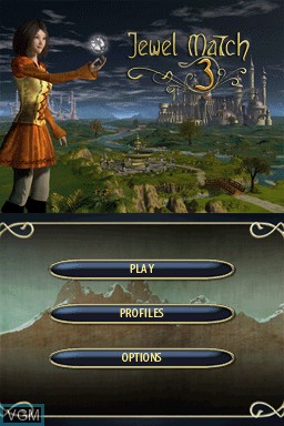 Menu screen of the game Jewel Match 3 on Nintendo DS