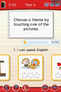Menu screen of the game Successfully Learning English - Year 4+5 on Nintendo DS