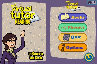 Menu screen of the game My Virtual Tutor - Reading First Grade to Second Grade on Nintendo DS