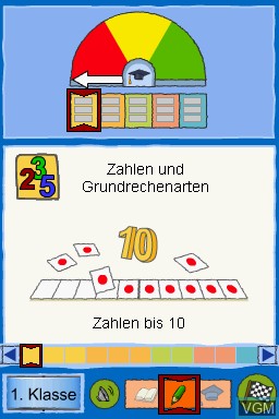 Menu screen of the game Duden - Einfach Klasse in Mathematik - 1. und 2. Klasse on Nintendo DS