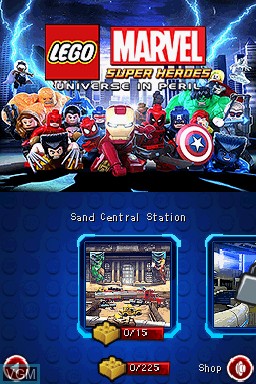 Menu screen of the game LEGO Marvel Super Heroes - Universe in Peril on Nintendo DS