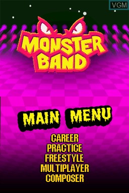 Menu screen of the game Monster Band on Nintendo DS