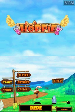 Menu screen of the game Hoppie on Nintendo DS