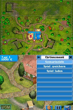 Menu screen of the game 4 in 1 - Meine Tierarztpraxis + Meine Tierpension + Mein Gestuet + Mein Pferd on Nintendo DS