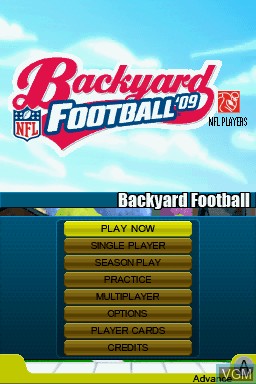 Menu screen of the game Backyard Football 2009 on Nintendo DS