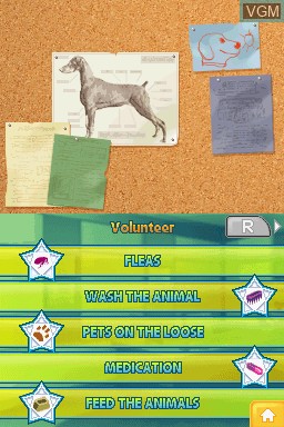 Menu screen of the game Animal Planet - Emergency Vets on Nintendo DS