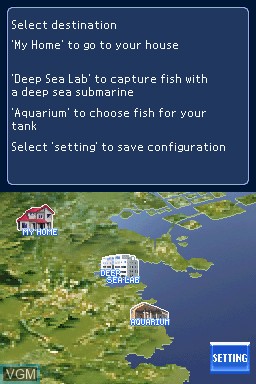 Menu screen of the game Deep Sea Aquarium By DS on Nintendo DS